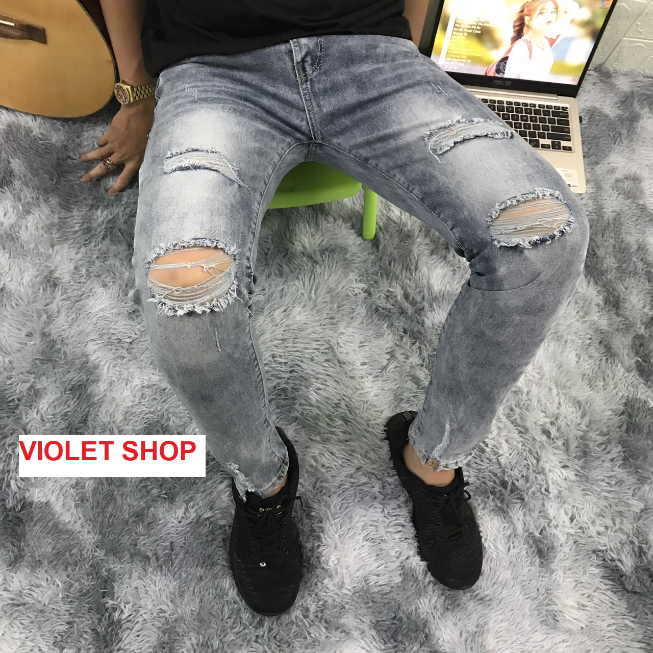 [HCM](VIDEO THẬT) QUẦN JEAN NAM XANH RÁCH CAO CẤP HOT TREND GIÁ CHỈ TỪ 99K  MS1979 VOLSHOP