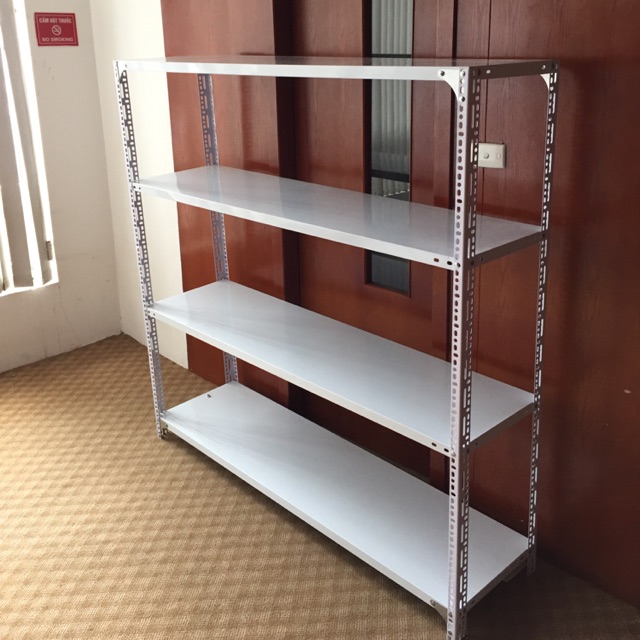 Kệ sắt v lỗ 4 tầng: cao 1m5 x dài 1m2 x rộng 30cm x 4 tầng