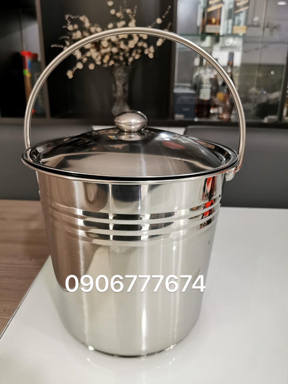 XÔ INOX CÓ NẮP ĐỰNG NƯỚC LÈO/ ĐỰNG ĐÁ