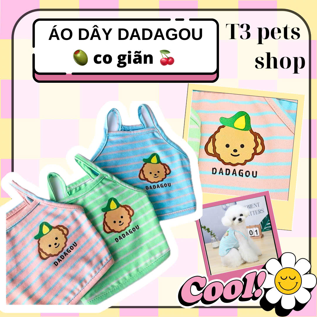 áo 2 dây DADAGOU sọc ngang cho chó mèo - T3 PETS SHOP