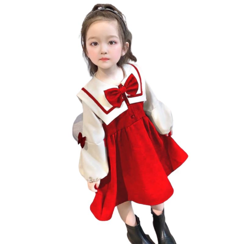 Váy tăm nhung nơ bánh bèo cho bé 8-30kg xhn1126