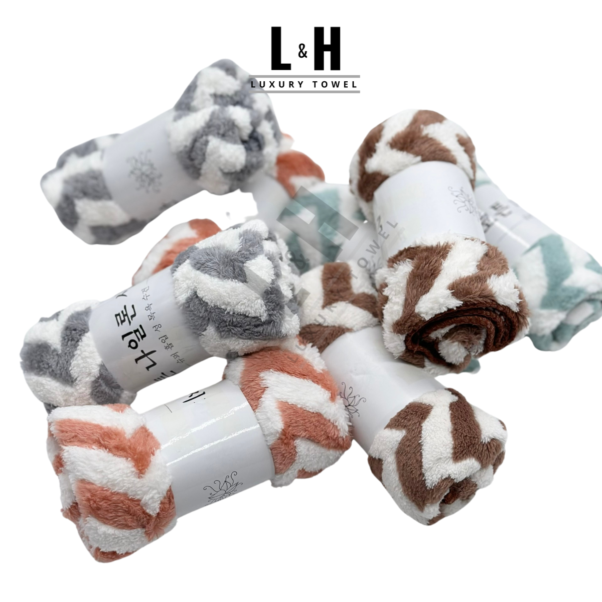 Khăn mặt lông cừu, zích zắc, kt 30x50cm