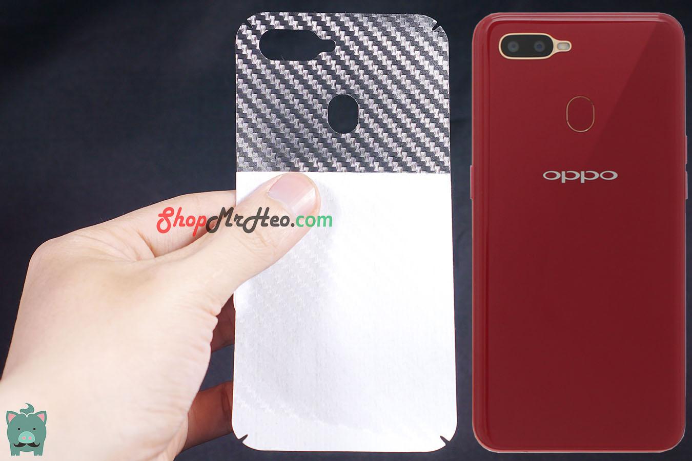 [HCM]Bộ 3 Skin Dán Mặt Sau Lưng Vân 3D Carbon OPPO A5s