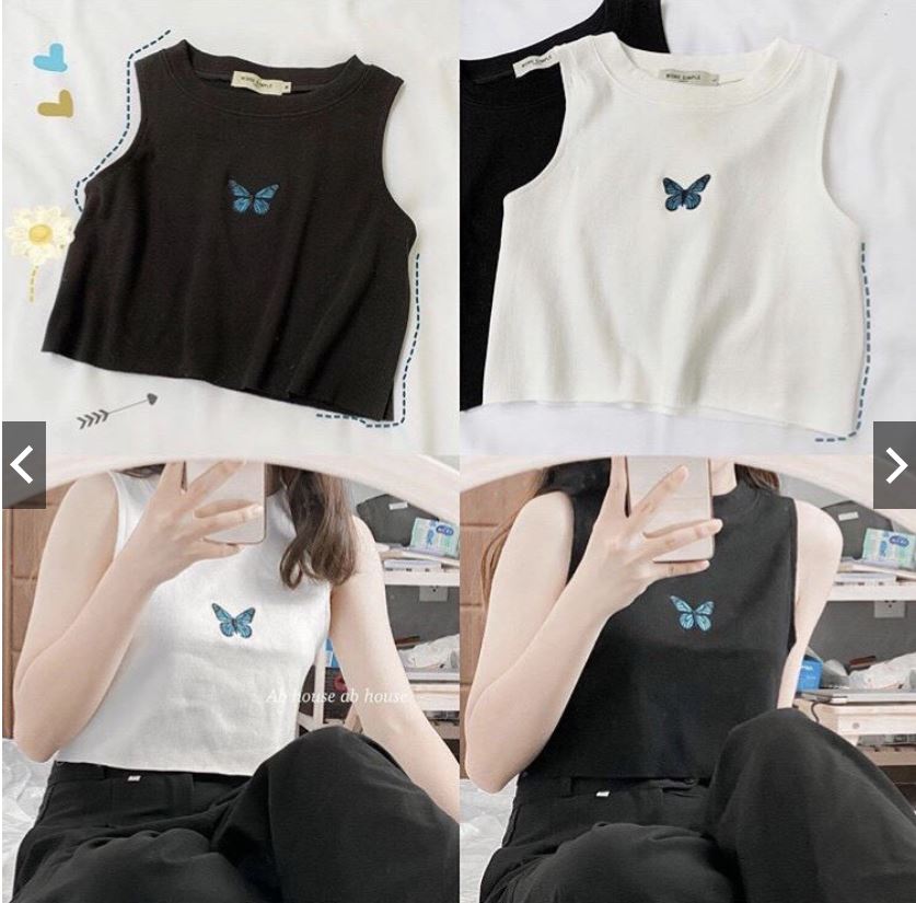 Áo 3 lỗ crotop in hình bướm