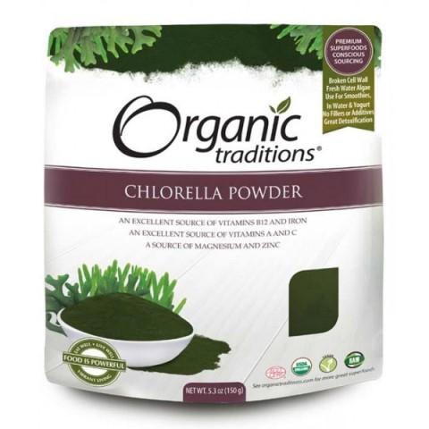 Bột tảo lục Chlorella hữu cơ Organic Traditions 150g