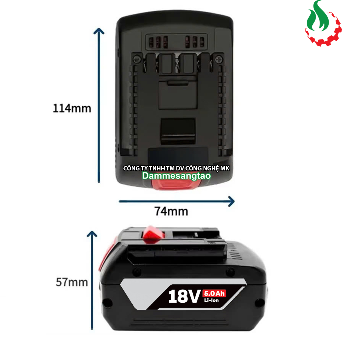 Pin đóng Bosch 18V nhận sạc zin (Pin 18650 Lishen hoặc tương đương)