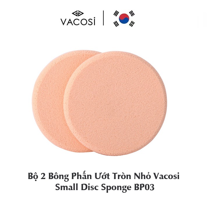 [Hàng Chính Hãng] Bộ 2 Bông Phấn Ướt Tròn Nhỏ Vacosi Small Sponge 2PCS BP03