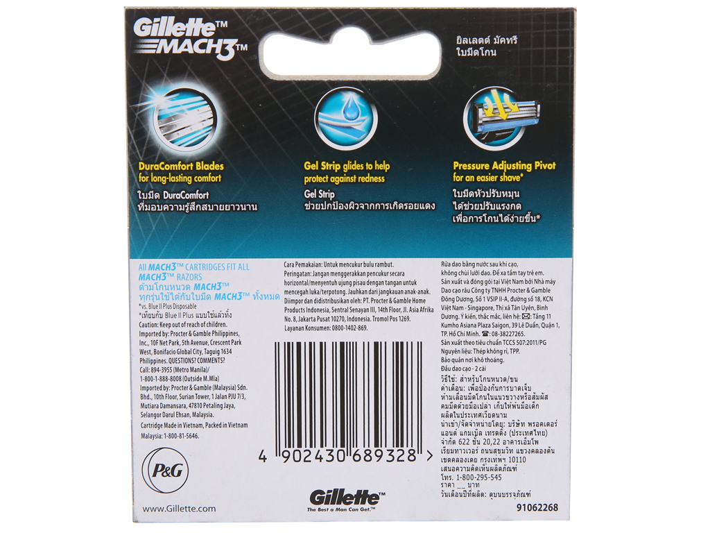 Lưỡi Cạo Râu Gillette Mach 3 Vỉ 2 Cái