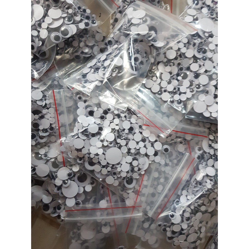 [Hoàn Tiền 10%]100-300 Cặp Mắt Thú Các Cỡ Có Keo Dán ( Giá 1 Túi) - Mắt Liếc