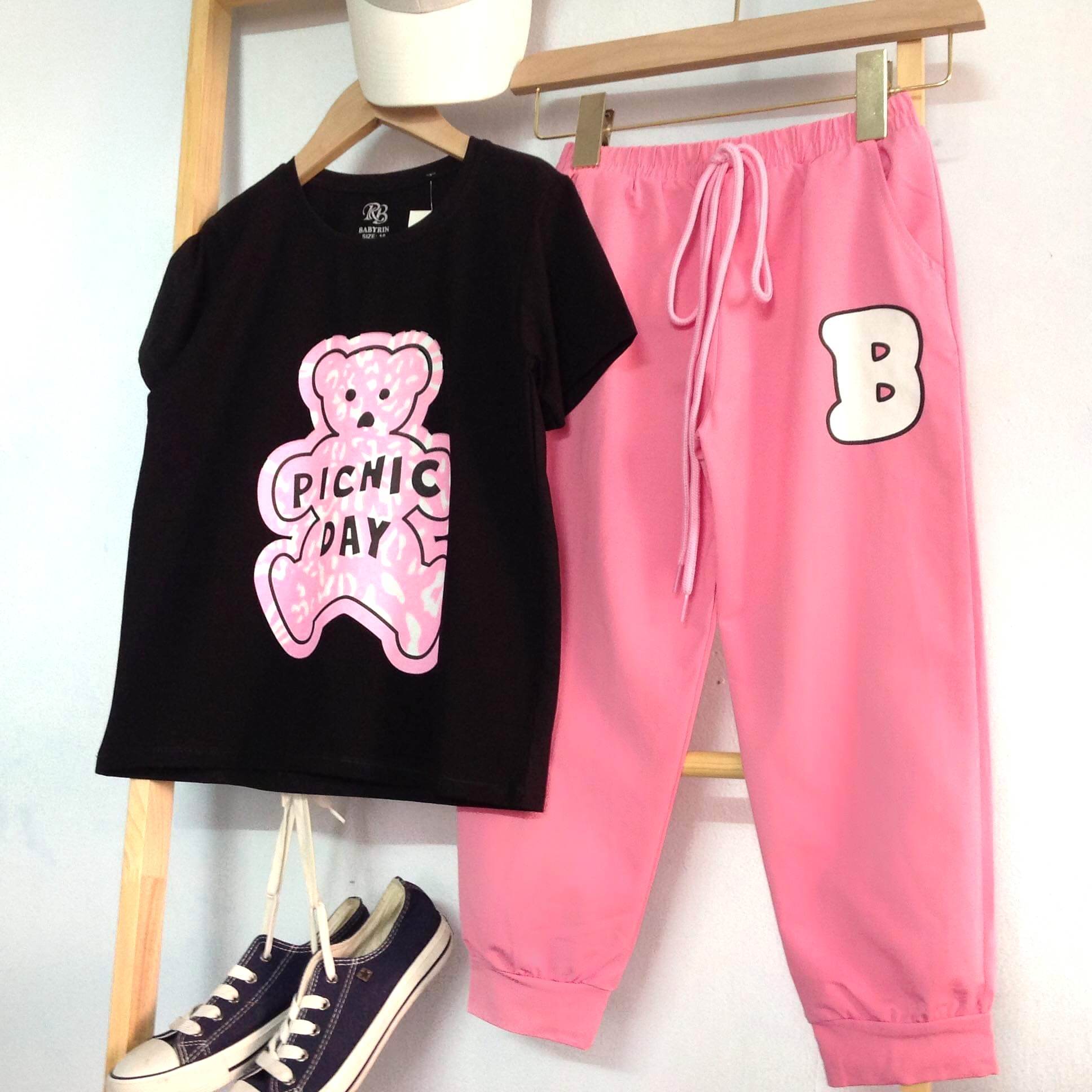 BỘ THUN HIP HOP BÉ GÁI HÌNH GẤU