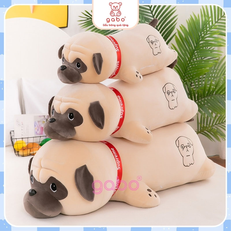 gấᴜ Bông Chó Pug Nằm, Gối ôm chó pulldog mặt nhăn siêu mềm