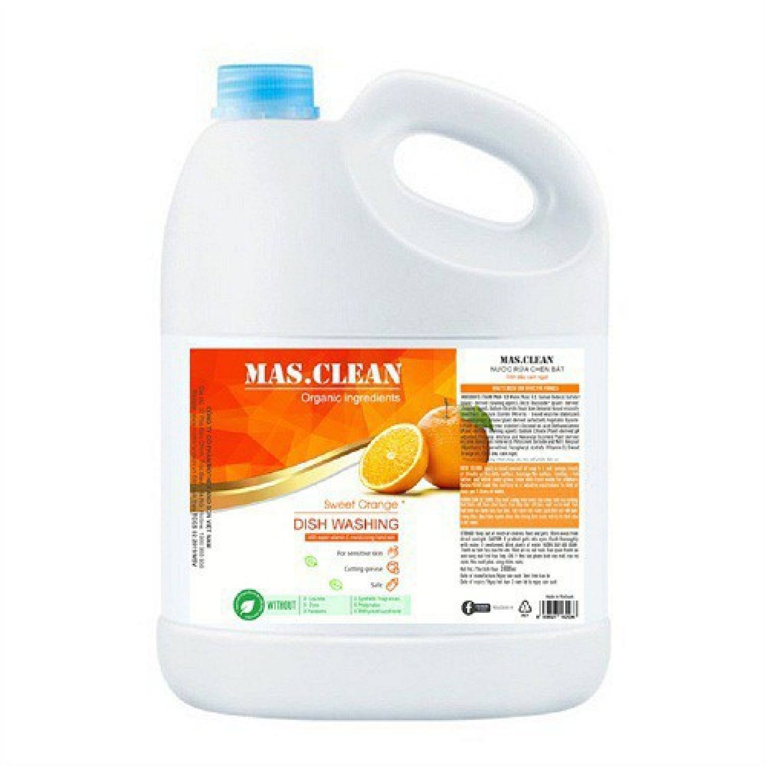 Nước rửa chén hữu cơ Mas.Clean can 3.8L tiết kiệm