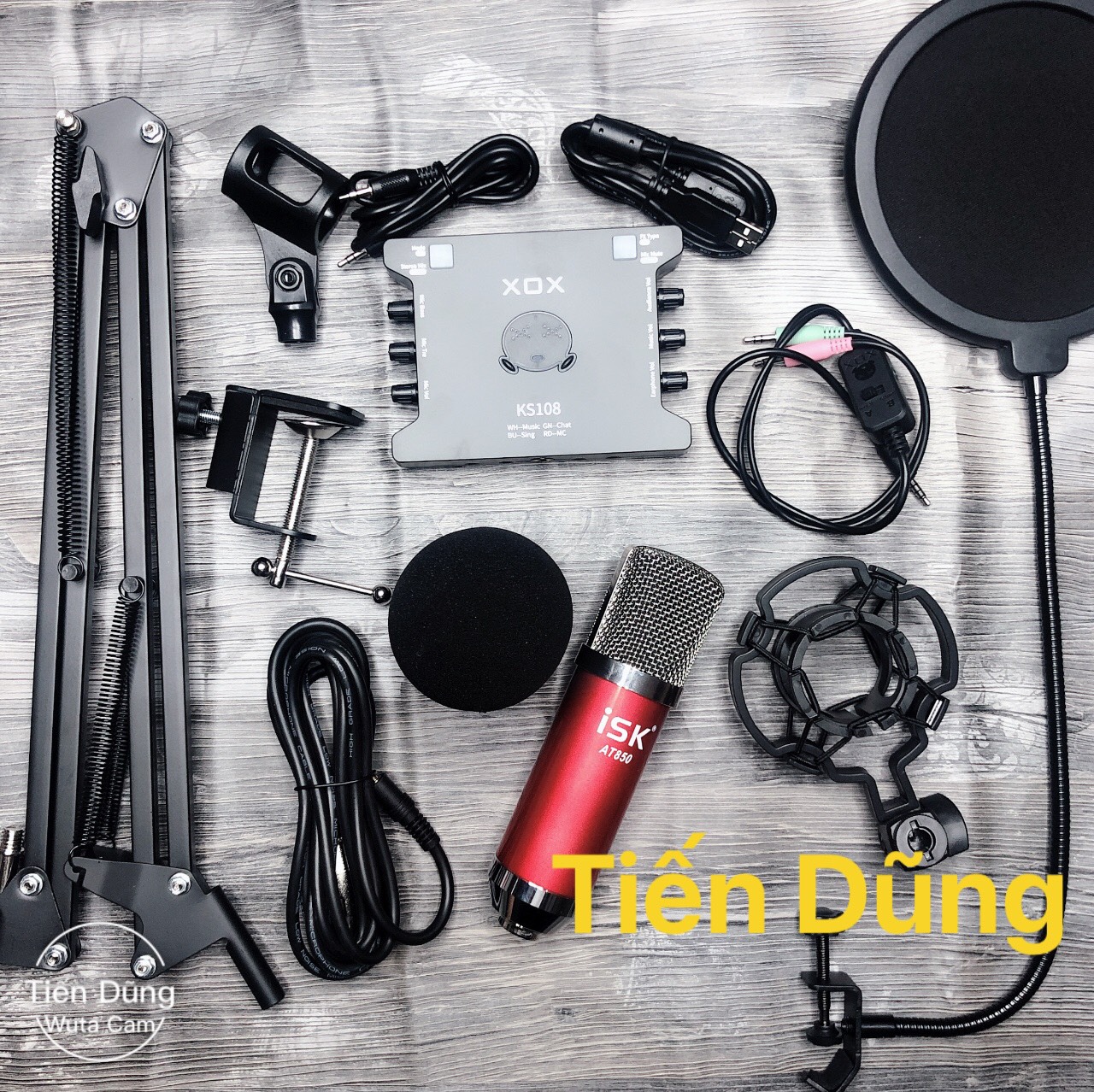 Mic thu âm ISK AT850 Sound card k10 chân màng dây livestream ma2 - Bộ livestream đã đầy đủ