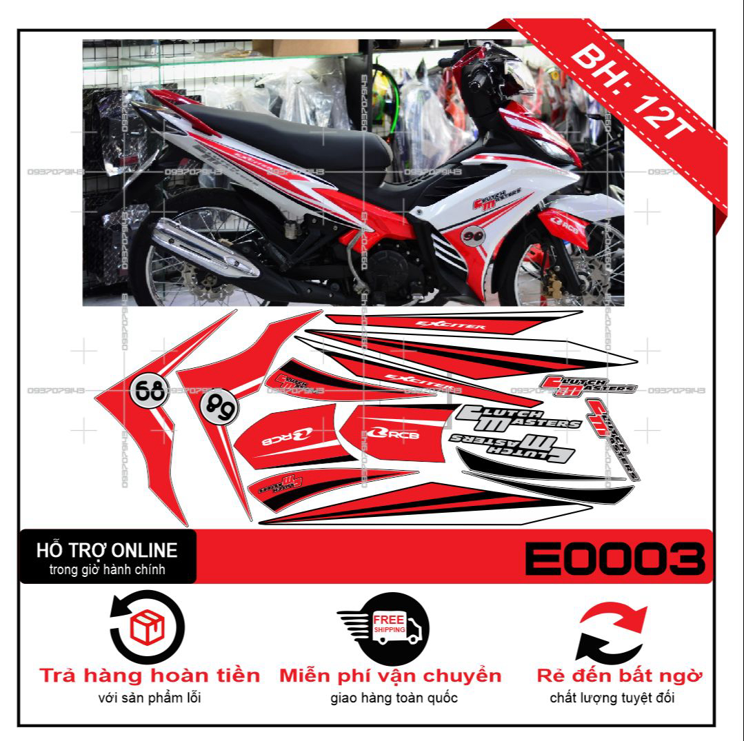 TEM XE EXCITER 2011 135 (TEM RỜI EXCITER 2011) TRẮNG ĐỎ
