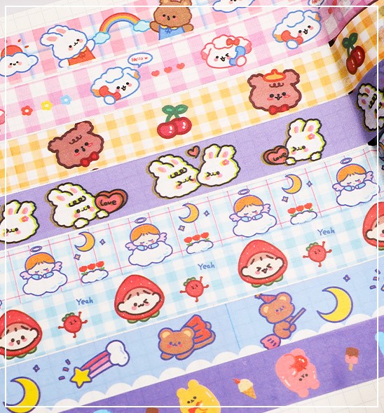 [HCM]Cuộn dán trang trí (Washi tape) hoạt hình siêu dễ thương dài 5M
