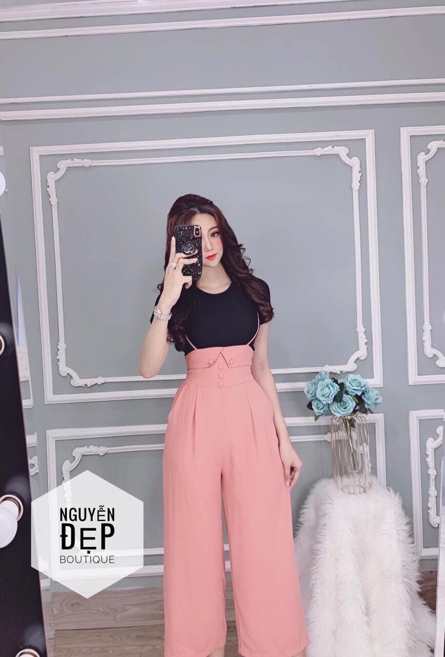 [HCM]Sét yếm nữ quần dài ống rộng +áo thun