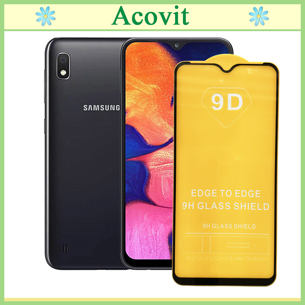 "Kính cường lực 9D Samsung A10 " _ FULL Màn Hình _ Độ Cứng 9H _ Anh thật Sản Phẩm _ ( Tặng kèm bộ giấy lau Màn hình) Acovit"