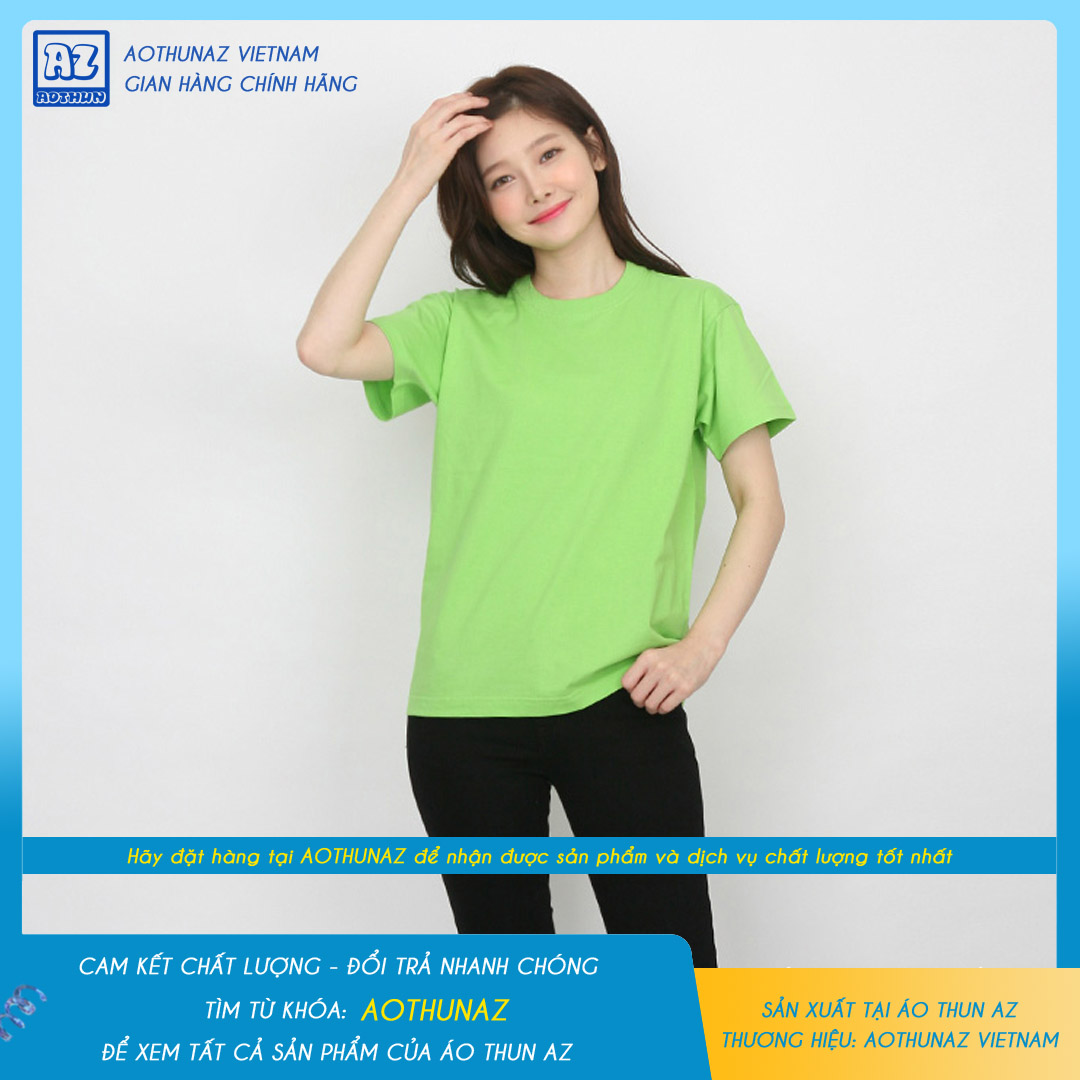 AOTHUNAZ - Áo thun trơn nam nữ màu xanh chuối đơn giản trẻ trung - Vải cotton thoáng mát