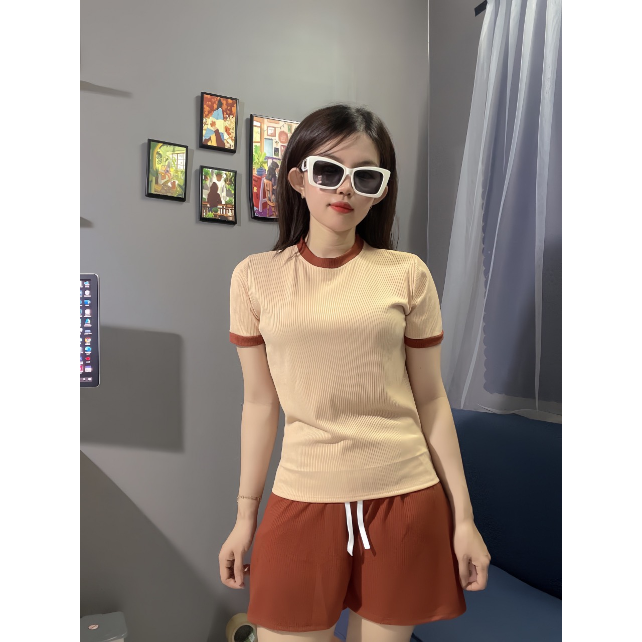 Set Bộ Nữ Mặc Nhà Thun Gân Co Giản 4 Chiều-TQ6