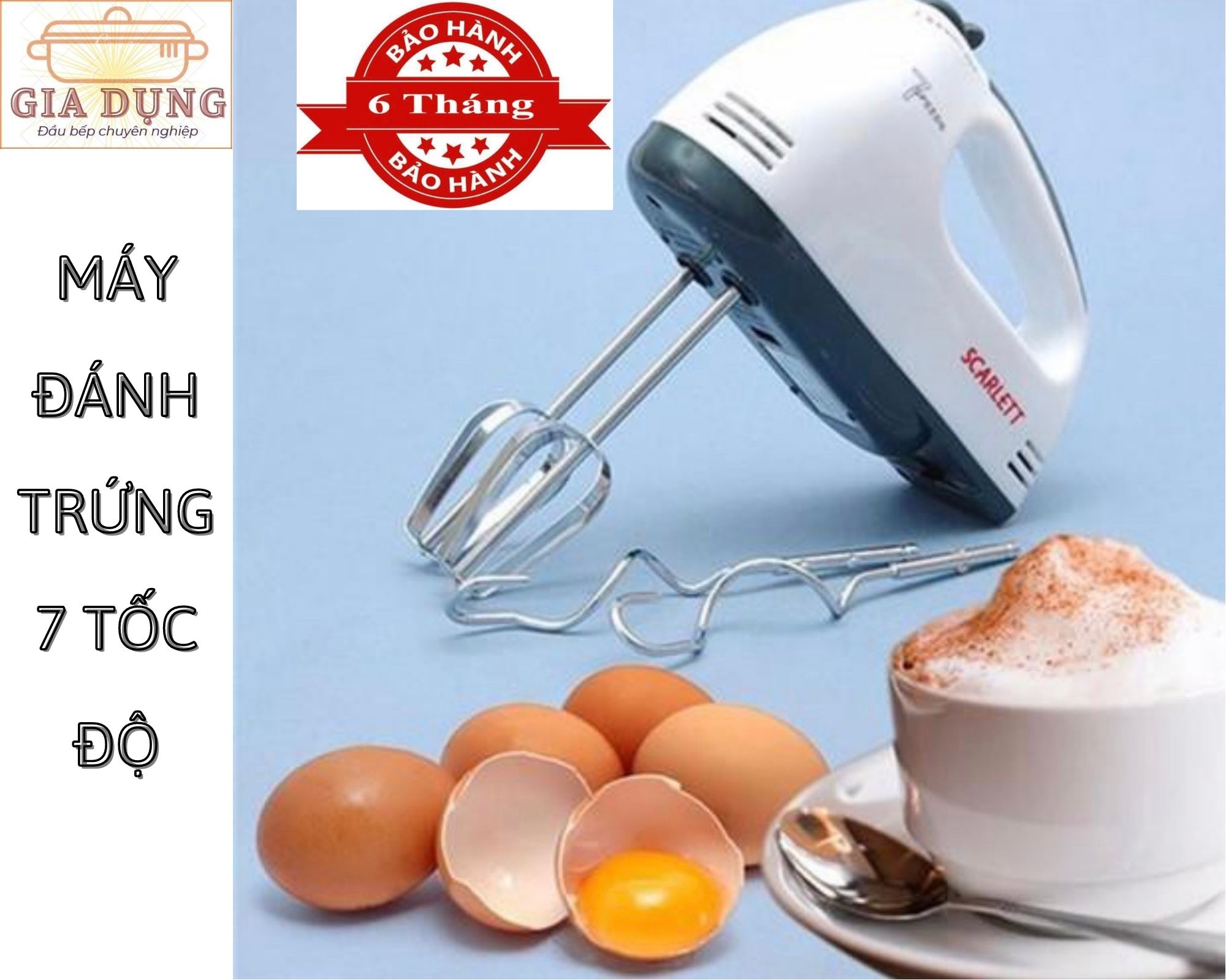 Máy đánh trứng 7 tốc độ công suất 260w-BẢO HÀNH 6 THÁNG