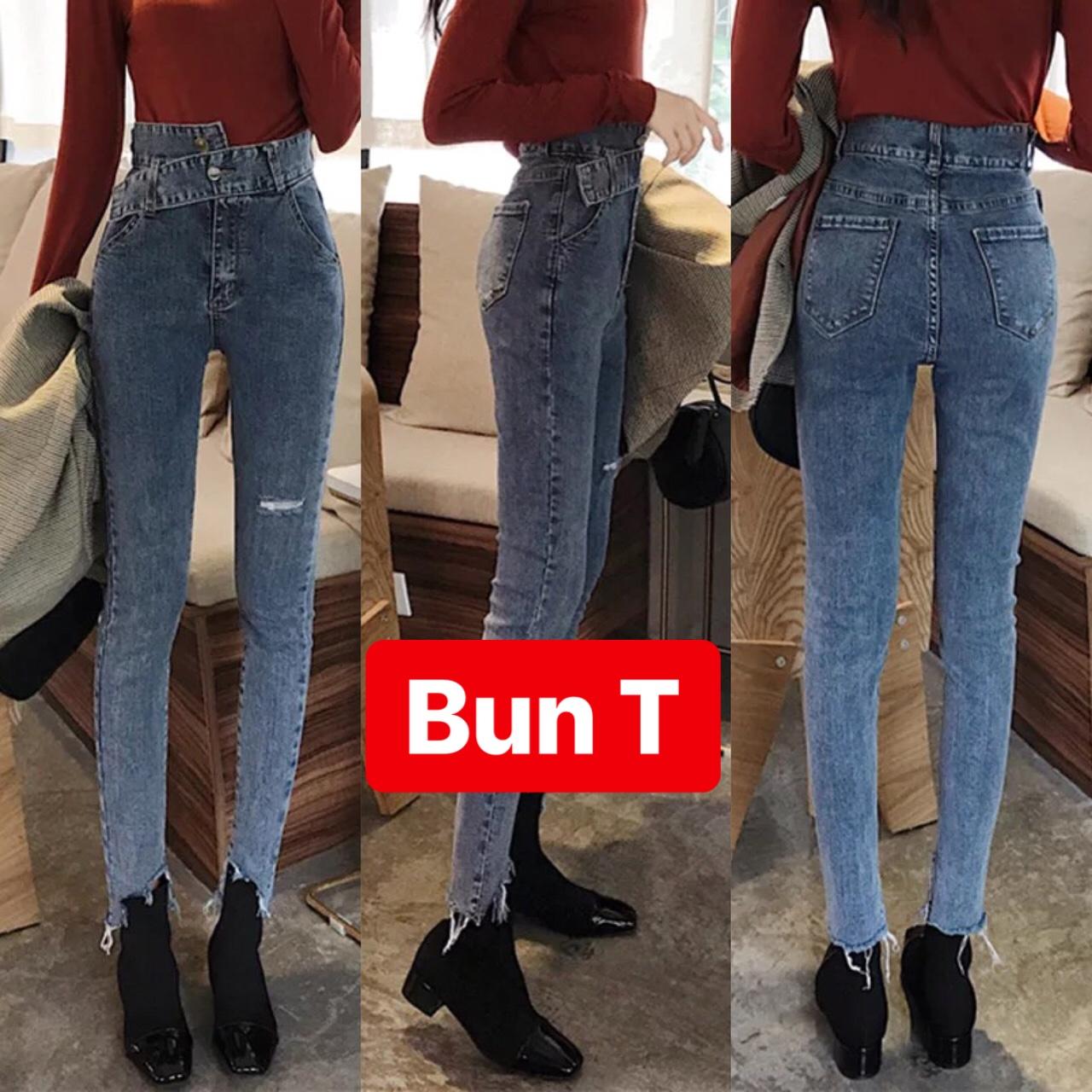 QUẦN JEAN NỮ XANH KIỂU NƠ  VÀI SIỂU CO GIÃN TỐT THOÁNG KHÍ T&T-589 -TRANG BUN FASHION