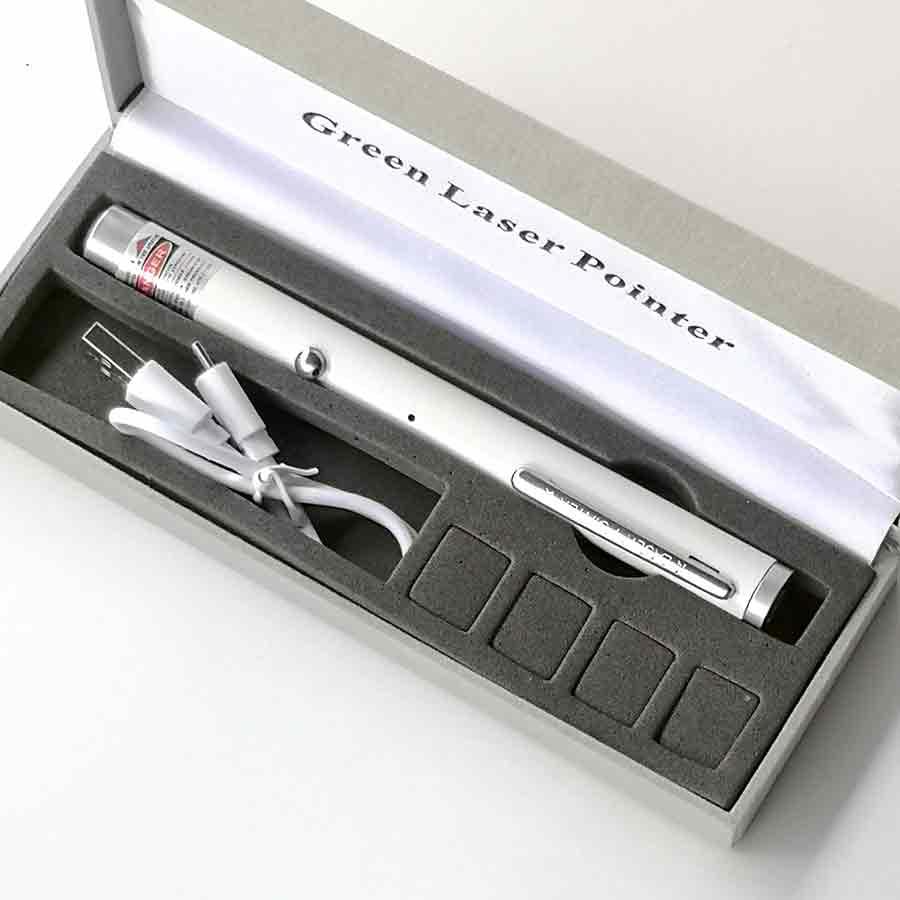 [HCM]Bút Laze Vỏ Trắng Tia Xanh Lá Pin Sạc Công Trình Cao Cắp
