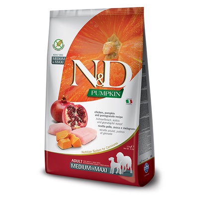 12kg Hạt khô cho chó N&D Grain Free Pumpkin Dog Chicken & Pomegranate Adult/Puppy Medium & Maxi