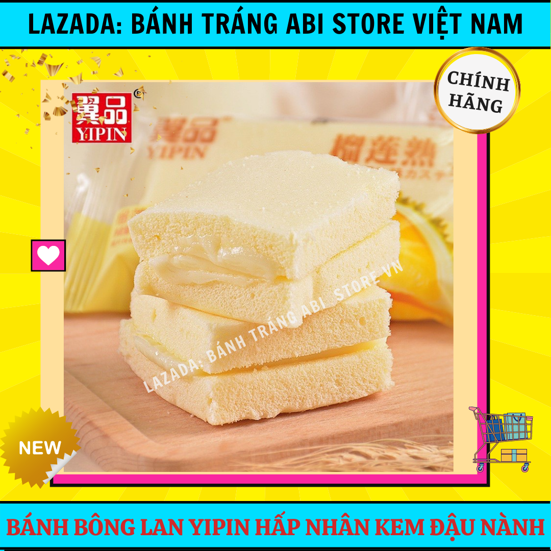 Bánh bông lan hấp nhân kem đậu nành và dưa lưới Yipin siêu ngon