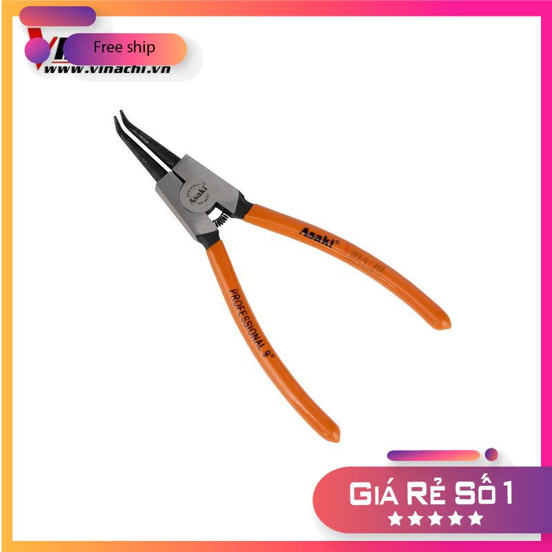 Kìm mở phe mỏ cong asaki ak8337 - 9in - 1 cái hàng công ty