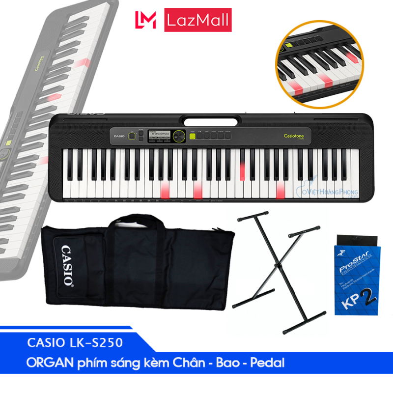Đàn Organ Casio phím sáng LK-S250 Model Casiotone mới 2020- Đàn+AD+Chân+Bao+Pedal
