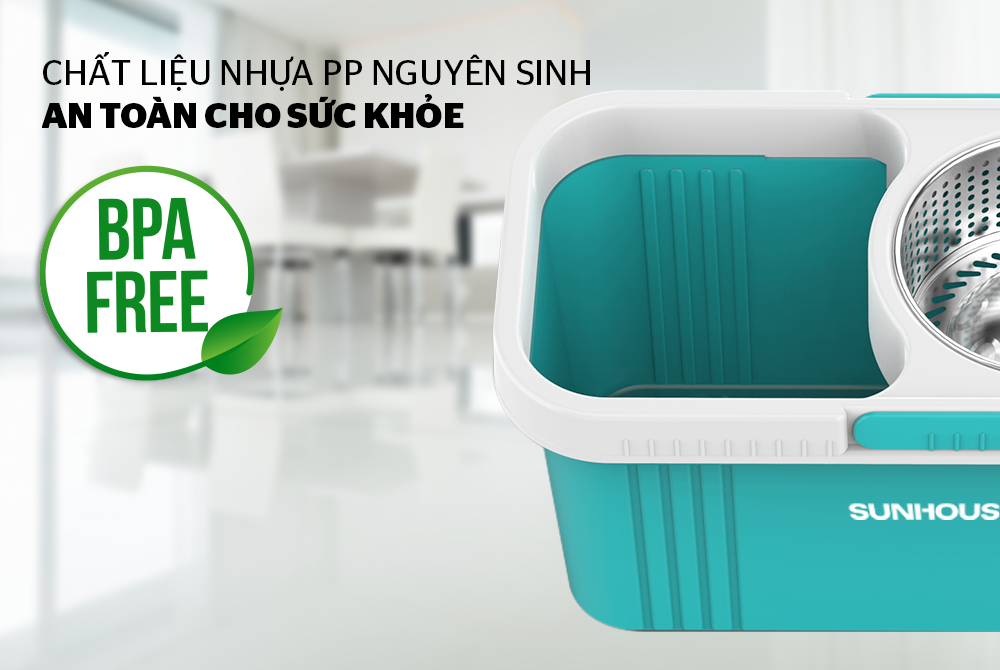 Bộ Lau Nhà Xoay 360 Độ Sunhouse KS-CL350PB, KS-CL350PO