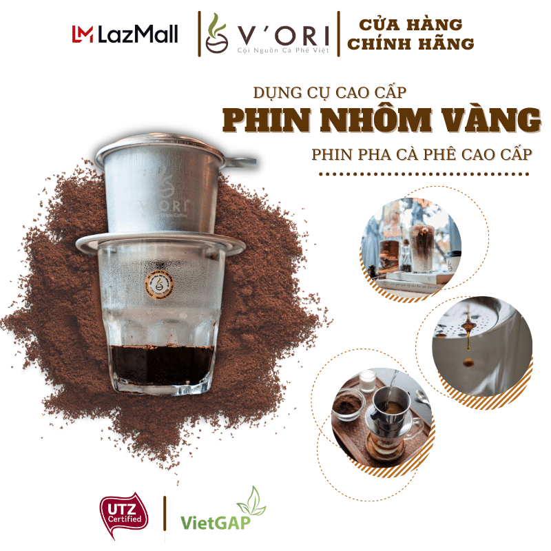 Phin Pha Cà Phê V'Ori Cao Cấp màu bạc giữ nhiệt tốt