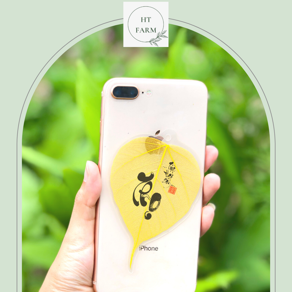 Lá Bồ Đề thư pháp - chữ Thọ (Cầu Bình An – Tài Lộc – May mắn, Ốp điện thoại, Hàng loại 1)