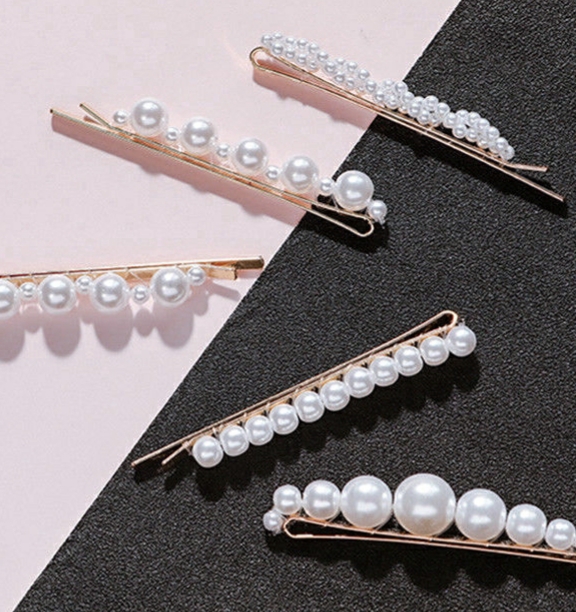 SET 5 KẸP TÓC  ĐÍNH NGỌC TRAI GIẢ DỄ THƯƠNG