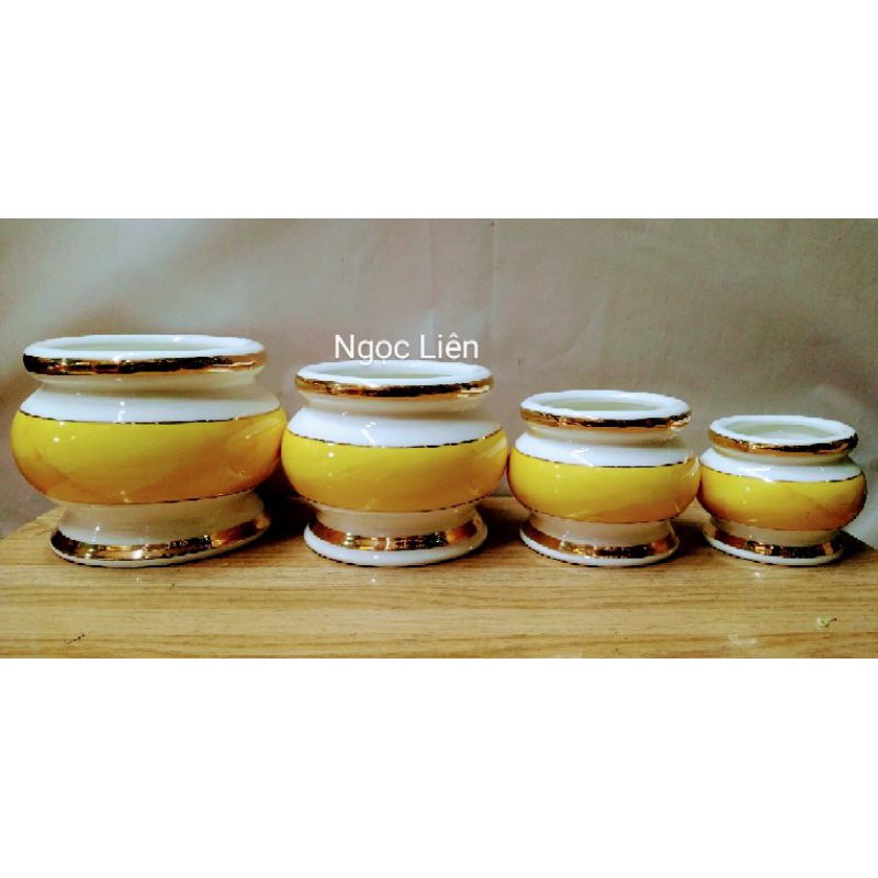 Lư hương sứ vân đá vàng nhiều size