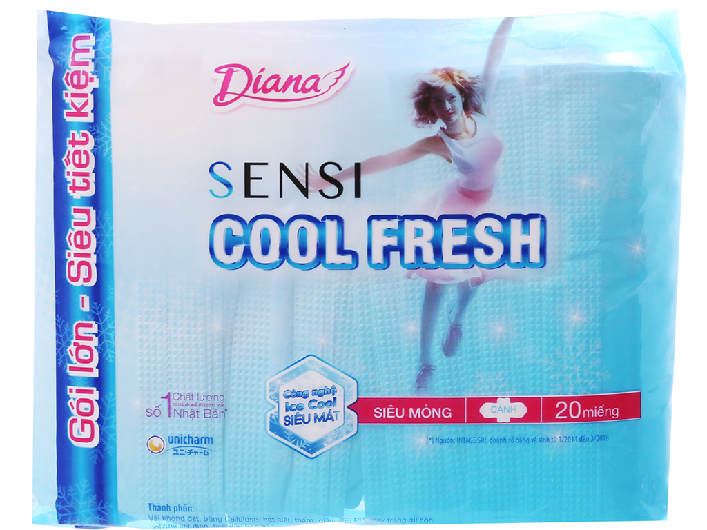 Băng vệ sinh Diana Sensi Cool Fresh siêu mỏng cánh 20 miếng