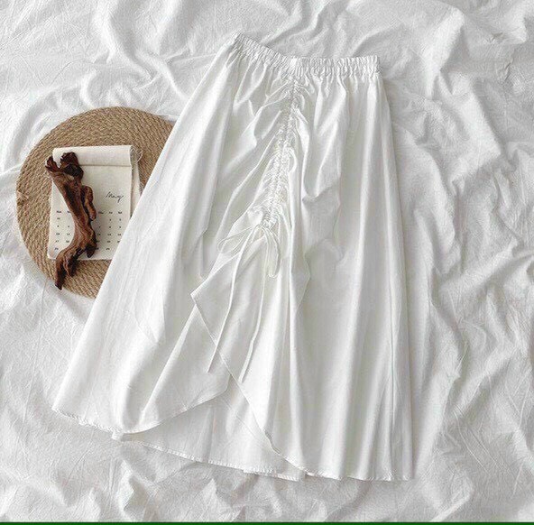 Chân váy rút dây kate lụa dáng suông cá tính  TPK0016