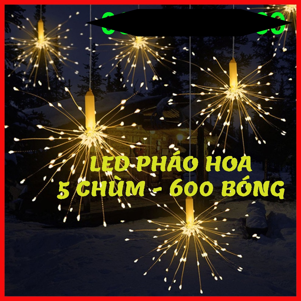 Bộ 5 Dây Đèn Led phao hoa 600 Bóng Trang Trí Sân Vườn, Giáng Sinh Độc Đáo