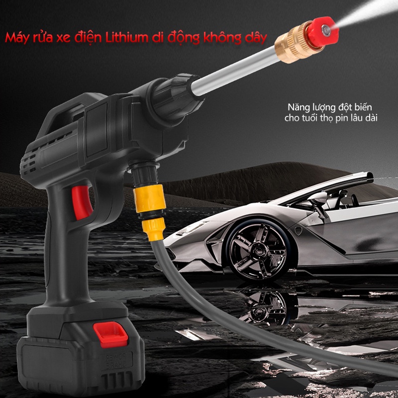 Máy rửa xe dùng pin mini, Máy xịt rửa tăng áp