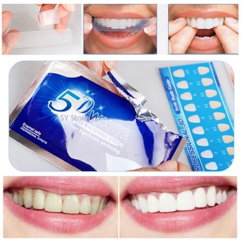 Miếng dán trắng răng 3D White Teeth Whitening Strips, miếng dán trắng răng 5d miếng dán trắng răng chính hãng, miếng dán trắng răng crest 3d white Miếng dán trắng răng 3D White Teeth Whitening Strips hỗ trợ làm trắng răng hiệu quả