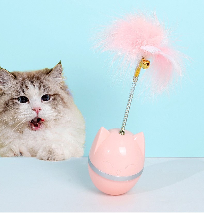 đồ chơi hình mèo lật đật lông vũ - T3 PETS SHOP