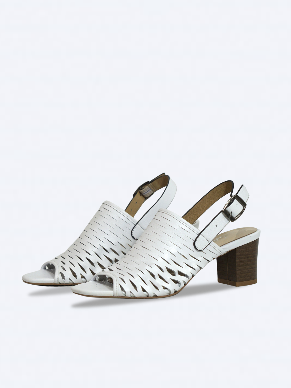 Giày Sandal gót trụ 5cm da thật cắt lazer SE02- SALSA