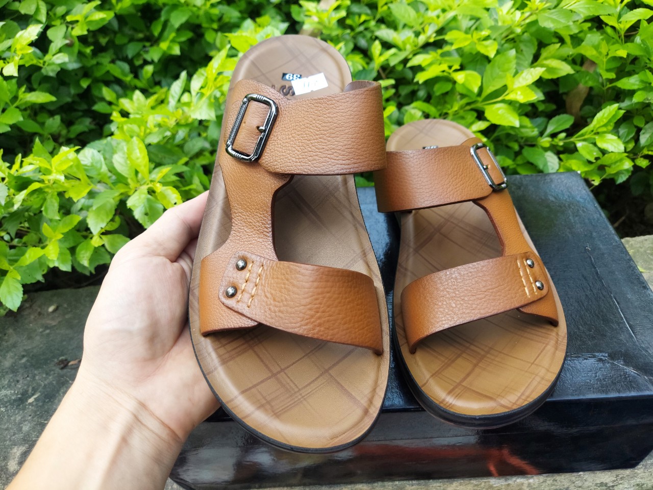 Dép xăng đan da bò mềm đế cao 4cm
