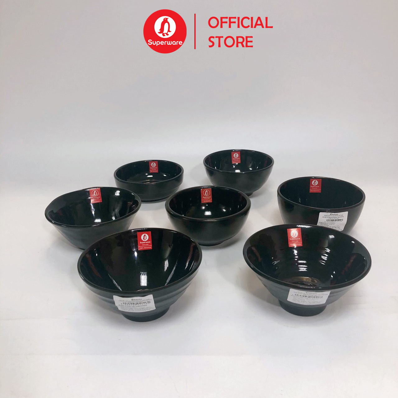 Bát cơm SUPERWARE Nhựa Phíp 100% Melamine Đen - Black