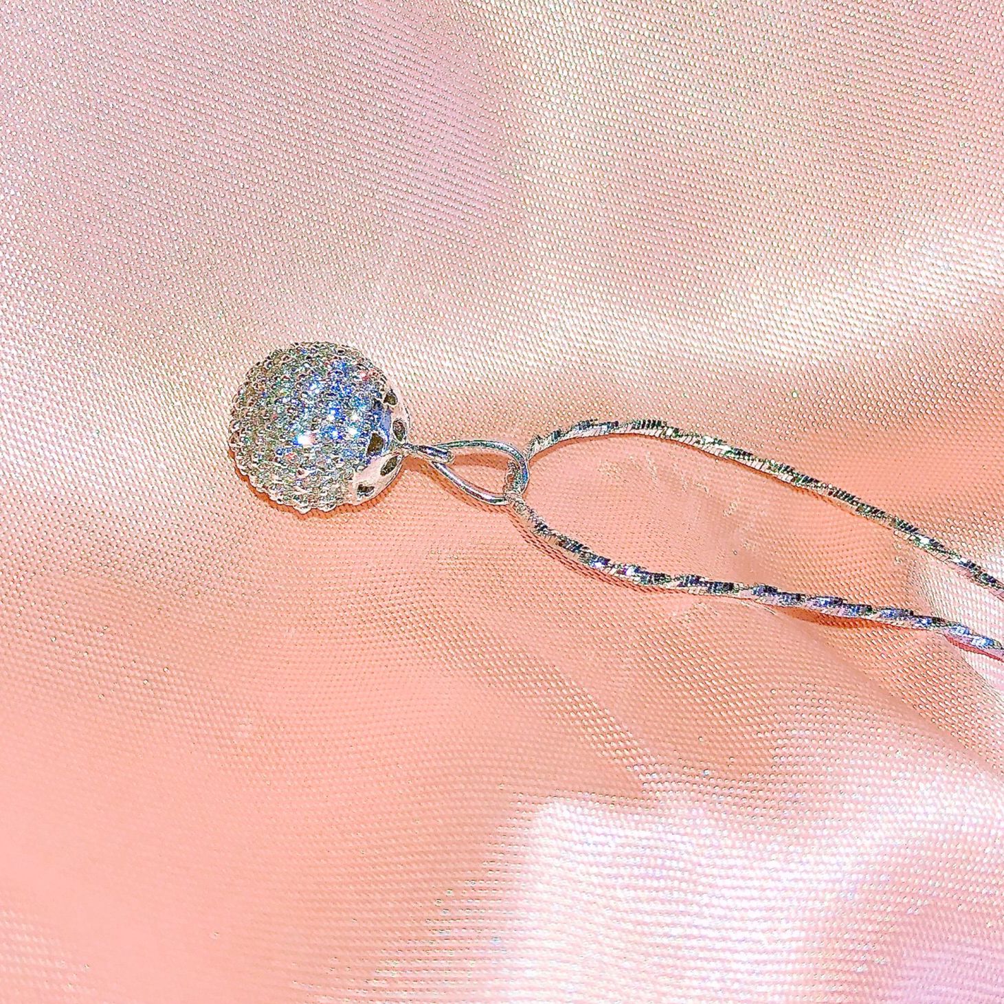 [HCM]Dây chuyền nữ bạc dây xích chữ cong mặt châu dát đá pha lê cao cấp sáng lung linh thiết kế đẳng cấp thời thượng Trang Sức Miga DM019 -đeo làm công sở cực sang chảnh CAM KẾT KHÔNG ĐEN