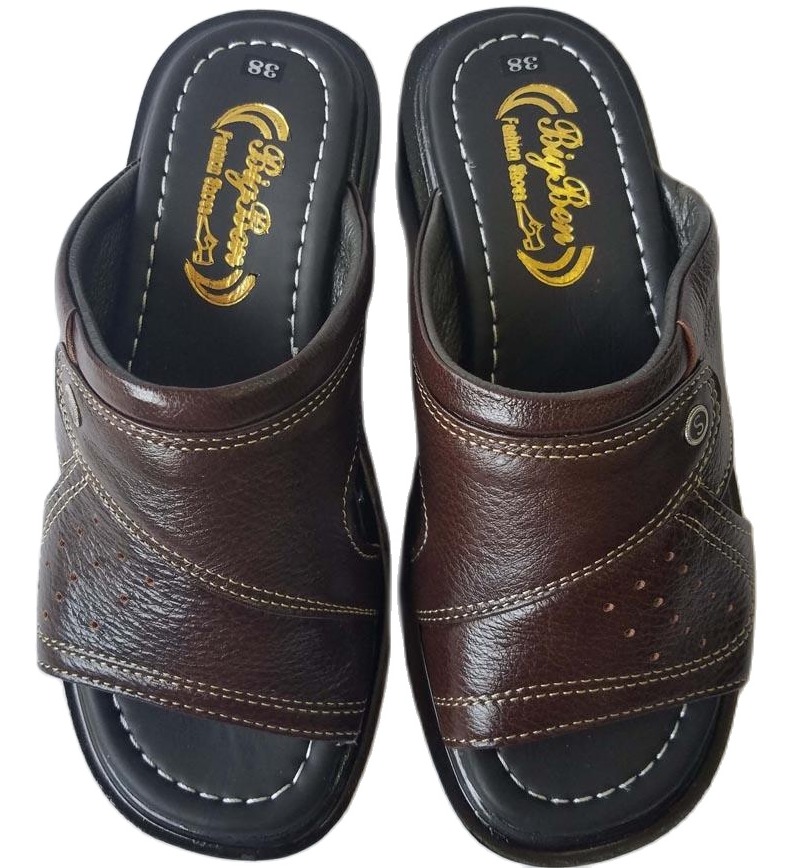 Bigben Men's Slippers High Quality Genuine Cow Leather Dn153