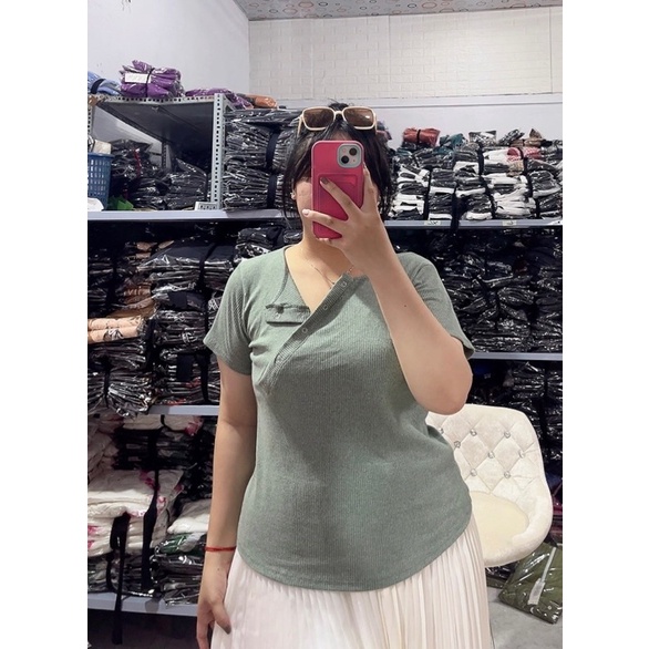 Áo Thun Cổ Trụ Nút Bấm Bigsize Chất Thun Gân