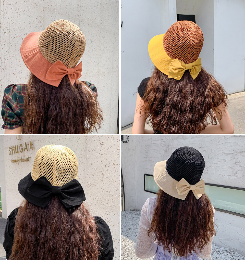 Nón Vành Rộng Style Cói Phối Nơ Cực Xinh - 100style