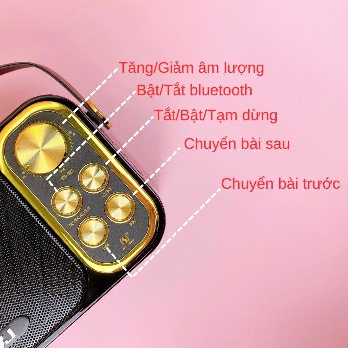 Loa bluetooth karaoke mini YS-103 kèm micro,công suất lớn,micro đổi giọng,nghe hay bass tốt,thiết kế sang trọng