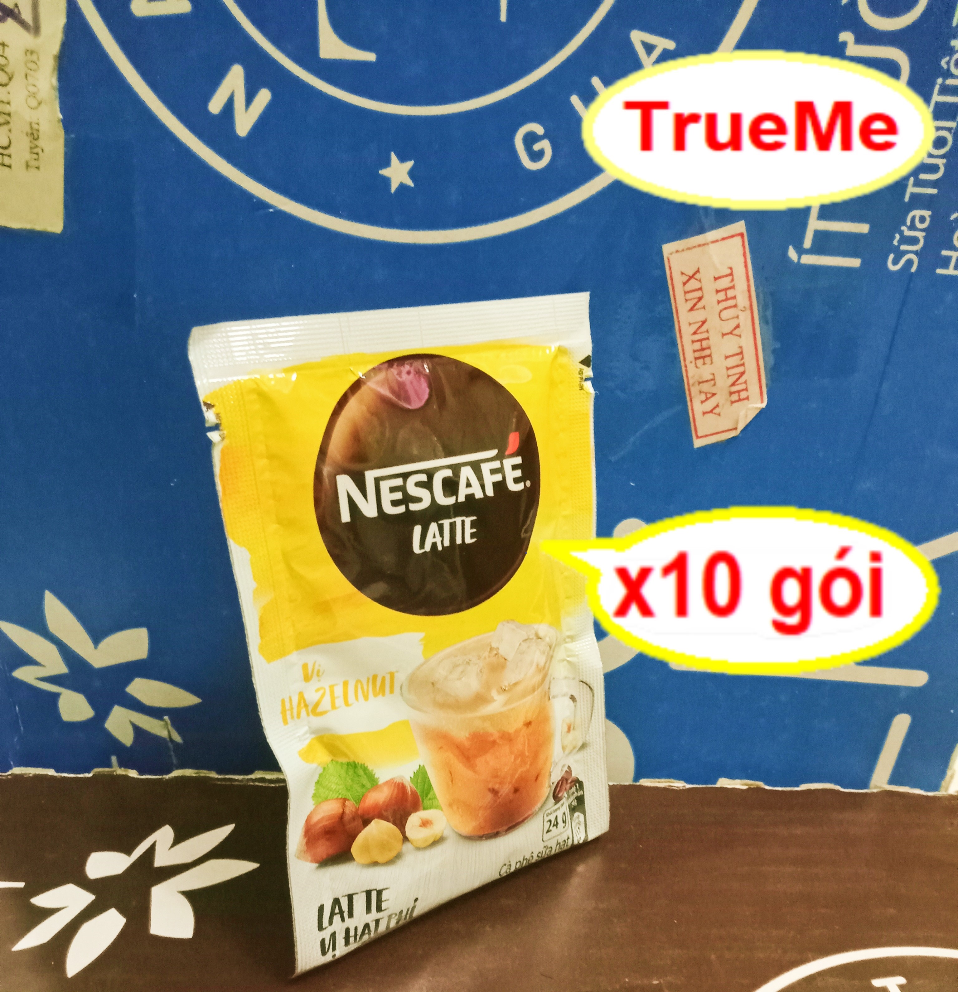 Combo 10gói x 24g Nescafe Latte sữa vị Hạt Phỉ - Ca phe rang xay hoa tan - cafe sữa đá - nescafe do - café 3in1 - ca phe hoa tan - café pha san - nesdo46 trueme truemilk truemenews